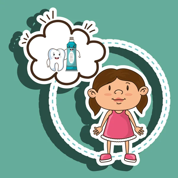 Chica con diente aislado icono de diseño — Archivo Imágenes Vectoriales