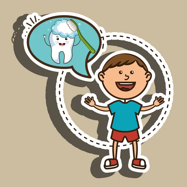 Criança com desenho de ícone de dente isolado —  Vetores de Stock