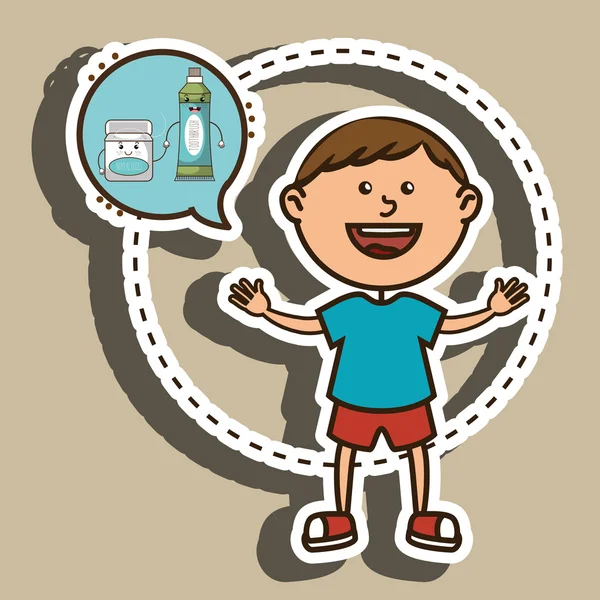 Niño con diseño de icono aislado del diente — Vector de stock