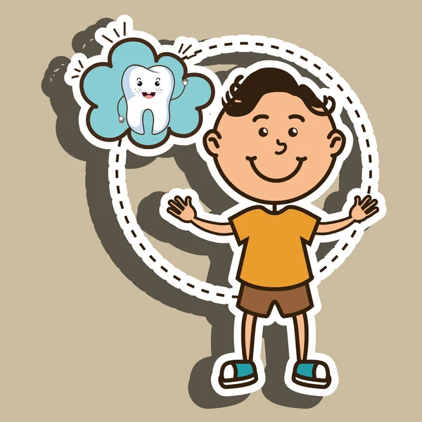 Criança com desenho de ícone de dente isolado —  Vetores de Stock