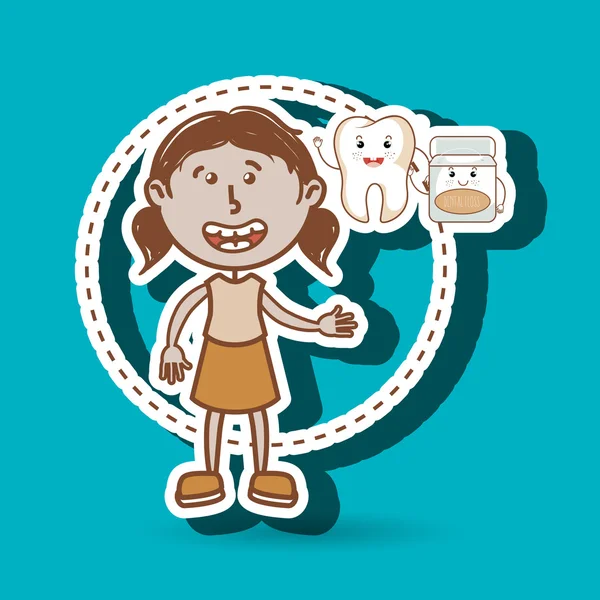 Girl with tooth isolated icon design — Stock Vector
