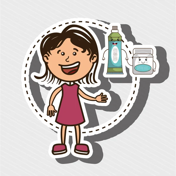 Girl with tooth isolated icon design — Stock Vector