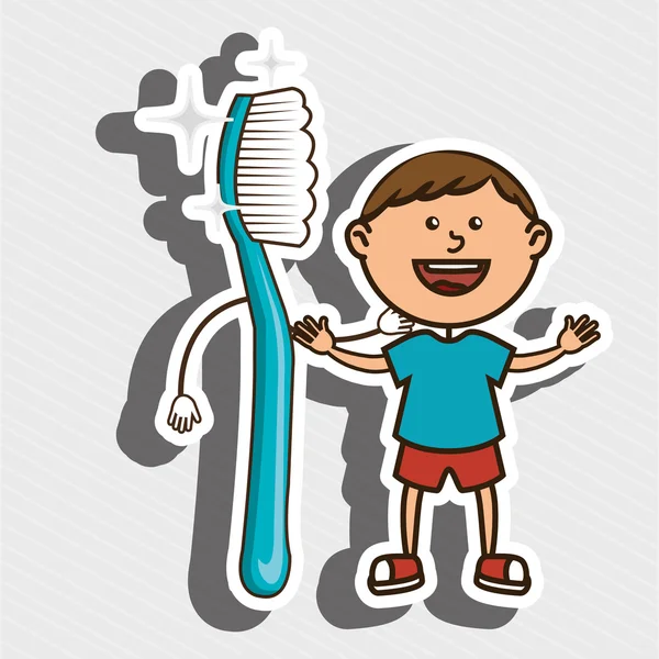 Çocuk diş fırçası ile izole simgesi — Stok Vektör