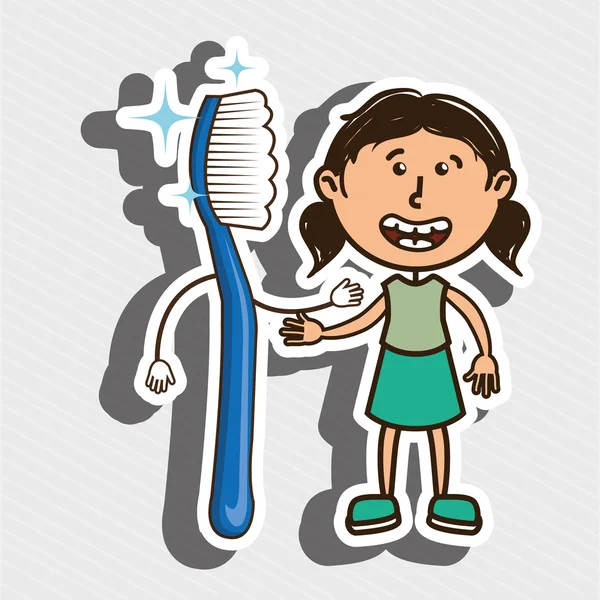 Girl with toothbrush isolated icon design — Stock Vector