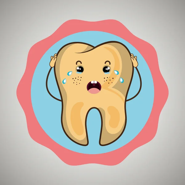 Símbolo do desenho do ícone isolado do dente doente — Vetor de Stock