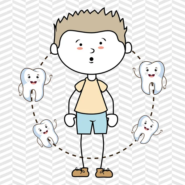 Niño con dientes diseño icono aislado — Vector de stock