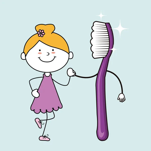 Çocuk diş fırçası ile izole simgesi — Stok Vektör