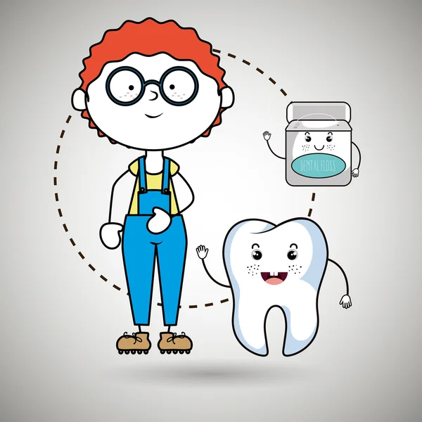 Αγόρι με δόντι και στοματικό διάλυμα απομονωμένες εικονίδιο σχεδιασμός — Διανυσματικό Αρχείο