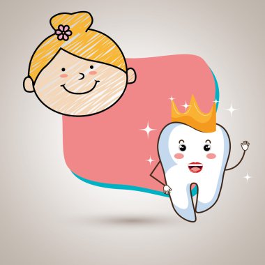 Diş izole simgesi tasarım kızla