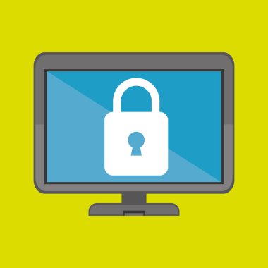 monitör izole güvenlik simgesi tasarım