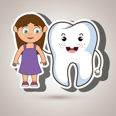 Diş izole simgesi tasarım kızla