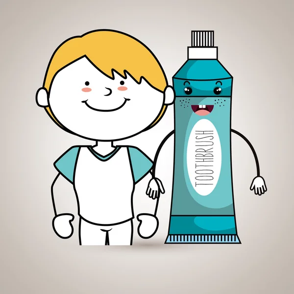 Niño con dentífrico diseño icono aislado — Vector de stock