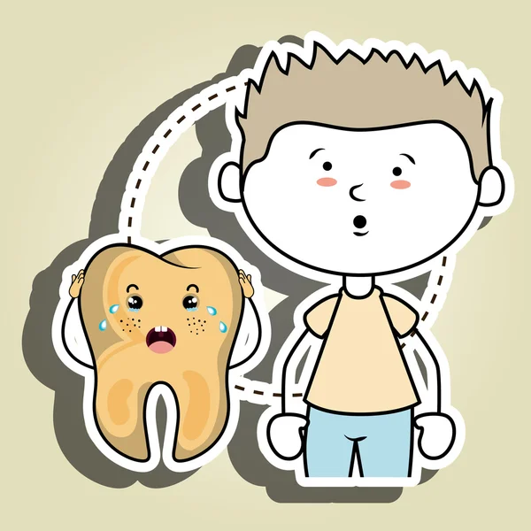 Άρρωστο παιδί δόντι απομονωθεί εικονίδιο σχεδιασμός — Διανυσματικό Αρχείο