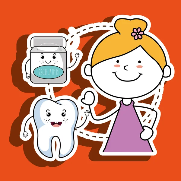 Girl with tooth isolated icon design — Stock Vector