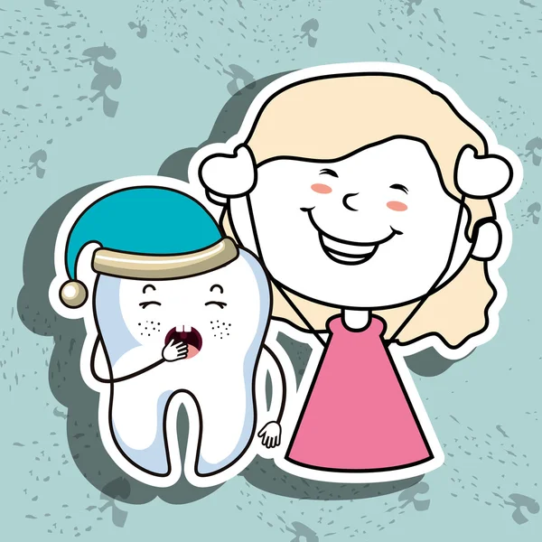 Menina com dente design ícone isolado —  Vetores de Stock