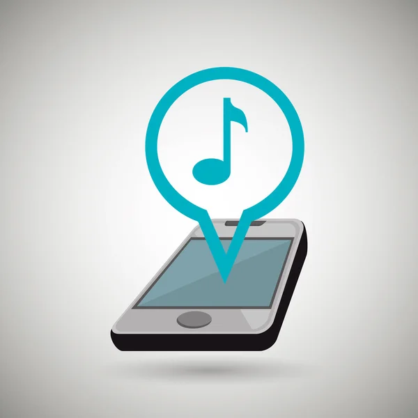 Smartphone muzyka na białym tle projekt ikonę — Wektor stockowy