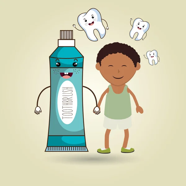 Αγόρι και οδοντόπαστα απομονωθεί εικονίδιο σχεδιασμός — Διανυσματικό Αρχείο