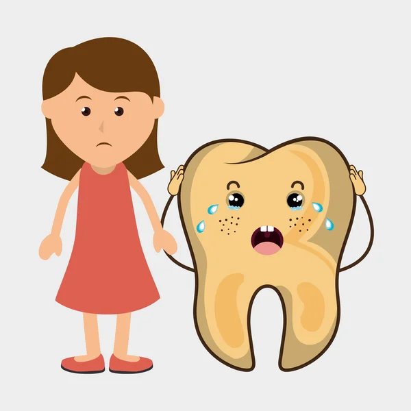 Fille dent malade isolé icône conception — Image vectorielle