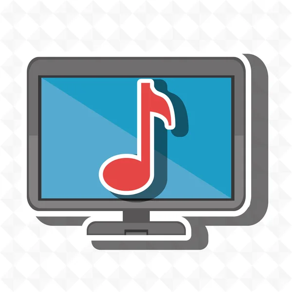 Monitor muziek geïsoleerd pictogram ontwerp — Stockvector