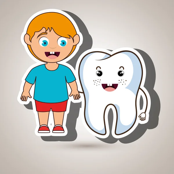 Boy and tooth isolated icon design — Stock Vector