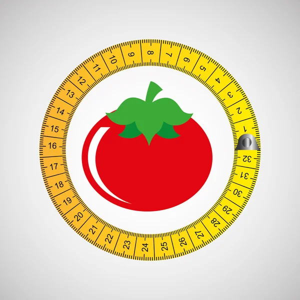 Tomato and tape measure — Stock Vector