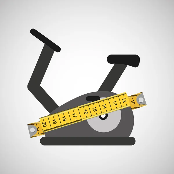 Stationary bicycle and tape measure — Stock Vector