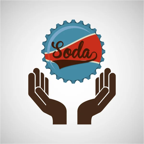 Hand met soda pictogram — Stockvector