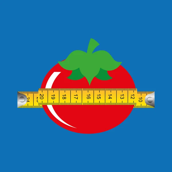 トマトと巻尺 — ストックベクタ