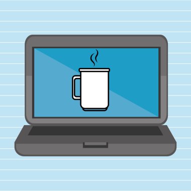izole laptop ile Kupası mavi simge tasarım