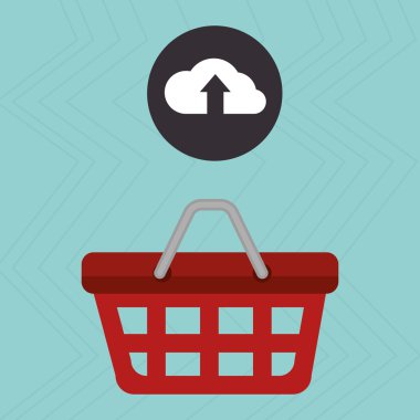 Kırmızı sepet ve izole bulut simgesi tasarım