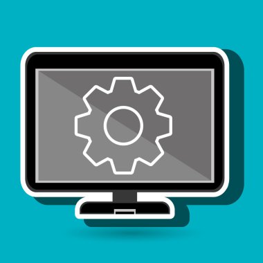 dizüstü mavi izole dişli simgesi tasarım