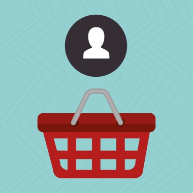 Kırmızı sepet ve siluet baş izole simgesi tasarım