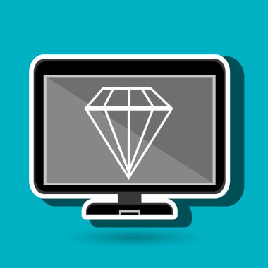 izole laptop ile mavi elmas simgesi tasarım