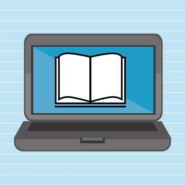 Laptop mit Icon-Design für Bücher — Stockvektor