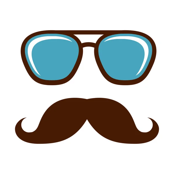眼镜和小胡子时髦风格孤立图标设计 — 图库矢量图片