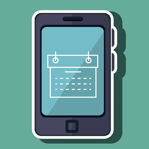 Smartphone avec calendrier rouge icône isolée design — Image vectorielle