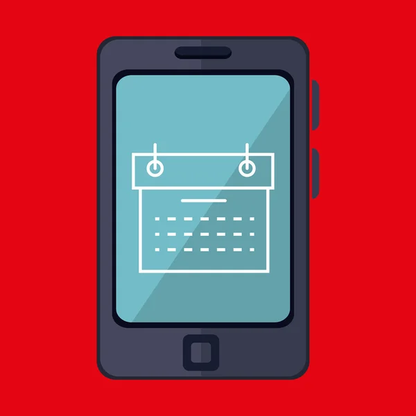 Smartphone con calendario rojo diseño icono aislado — Archivo Imágenes Vectoriales