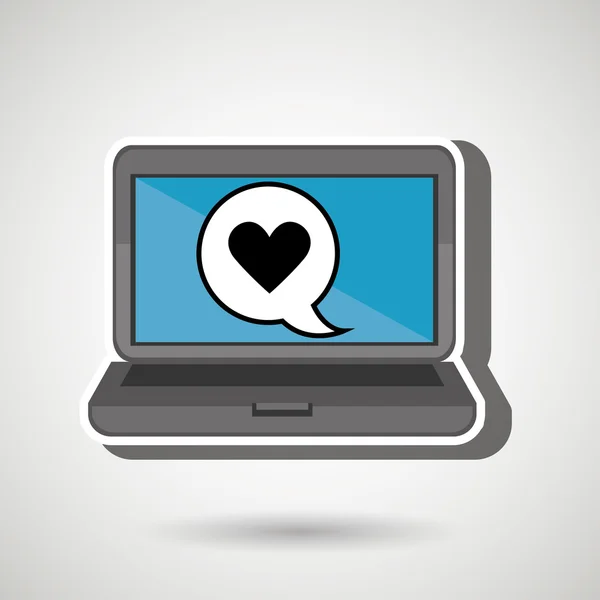 Laptop-val kék szív elszigetelt ikon tervezés — Stock Vector