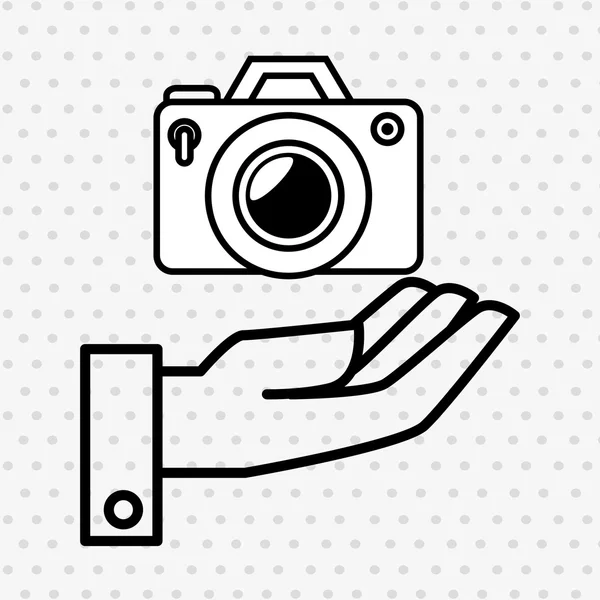 Hand and photographic camera isolated icon design — Stock Vector