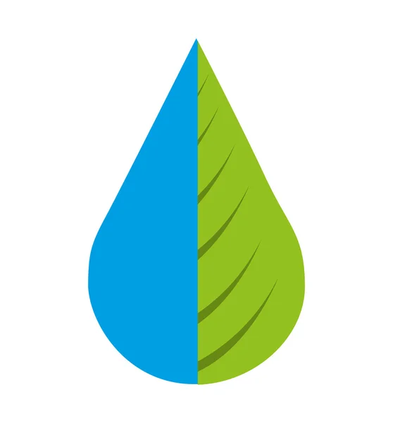 Gota de água com folha design ícone isolado — Vetor de Stock