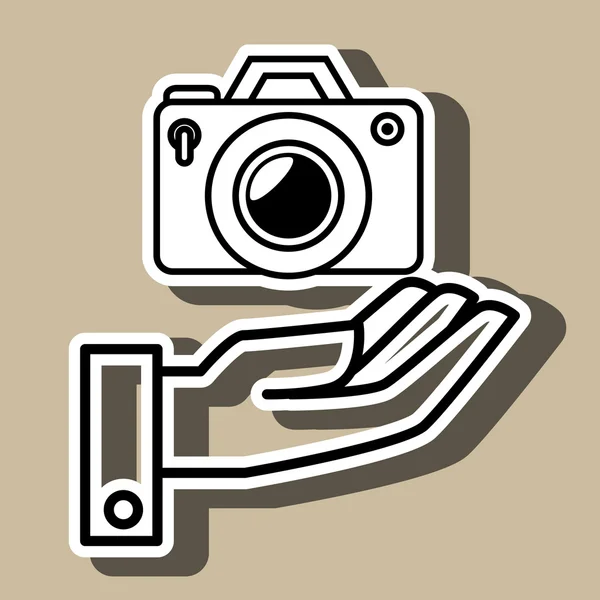 Ruka a fotografické kamery — Stockový vektor