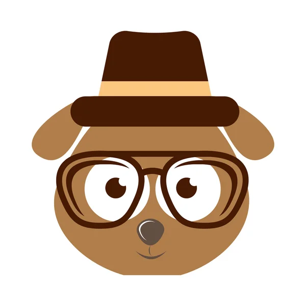 Perro carácter hipster estilo aislado icono de diseño — Vector de stock