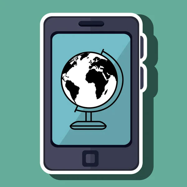 Smartphone och världen karta — Stock vektor