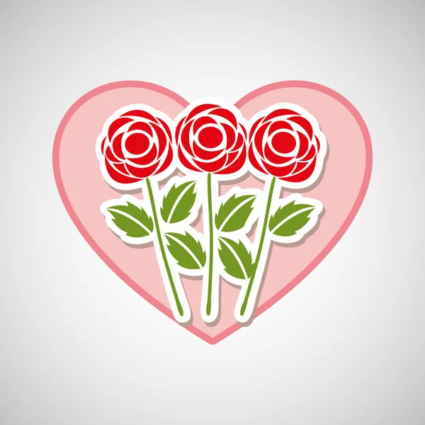 Květinové srdce růže — Stockový vektor
