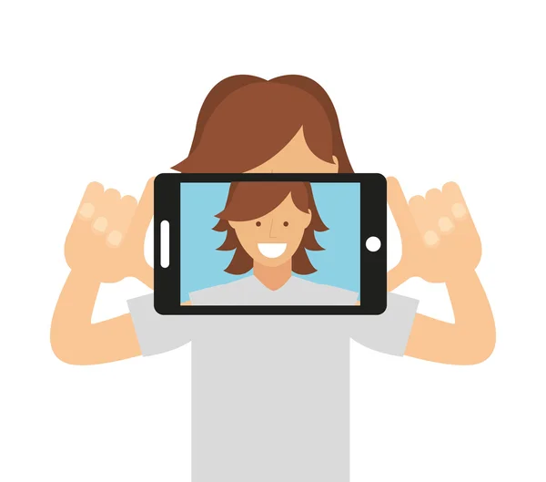 Selfie smartfon fotograficzny ikona — Wektor stockowy