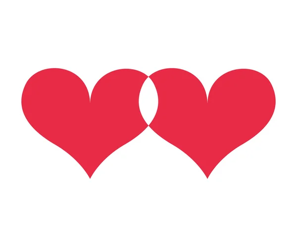 Corazones amor icono rojo — Vector de stock