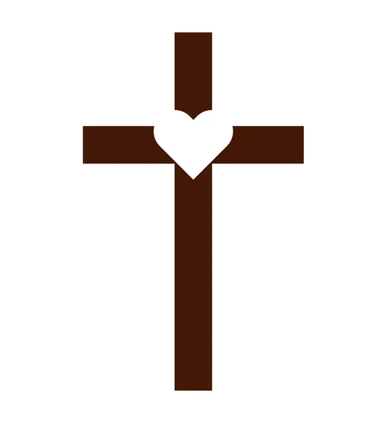 Cross catholic heart icon — Stock Vector