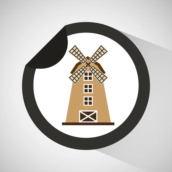 Boerderij platteland windmolen ontwerp — Stockvector