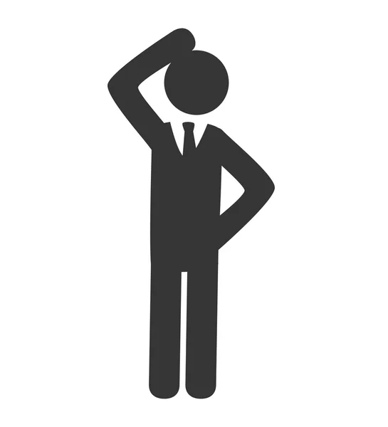 Hombre de negocios confundido icono pictograma, vector de ilustración — Archivo Imágenes Vectoriales