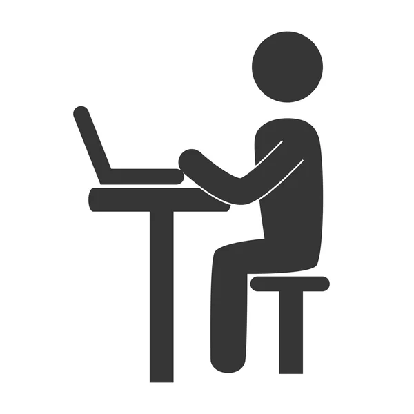Man working laptop desk icon, vector illustration — Stock Vector